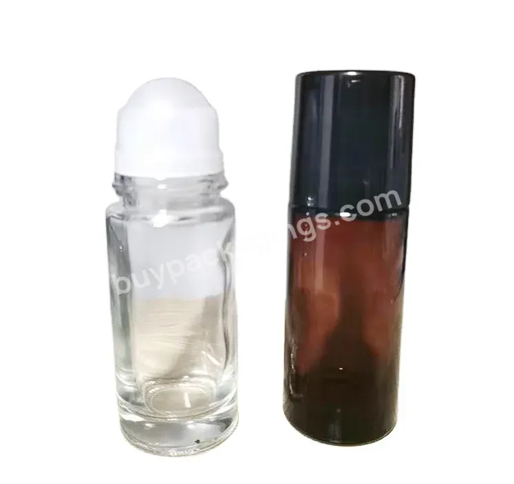 Wholesale 30ml 50ml Amber Clear Transparent Perfume Glass Roll On Roller Antipersprant Deodorant Bottle