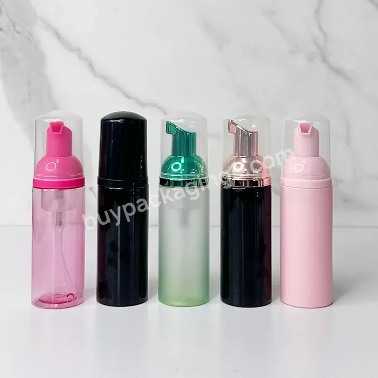 Wholesale 30ml 60ml Matte Black Pink Pet Plastic Facial Cleanser Mousse Foam Pump Bottles With Black Lid Cosmetic Container