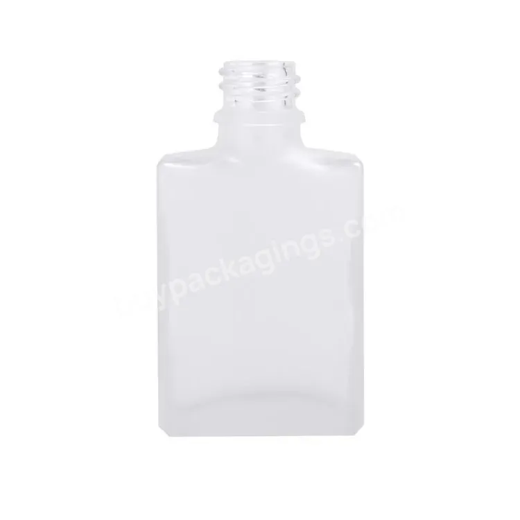 Wholesale 30ml Clear Frosted Rectangle Glass Serum Essential Oil Perfume Toner Bottle With Aluminum Screw Cap