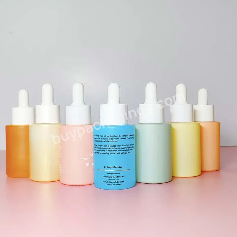 Wholesale 30ml Frosted Colored Round Glass Dropper Bottle Essence Bottles With White Dropper Bottles