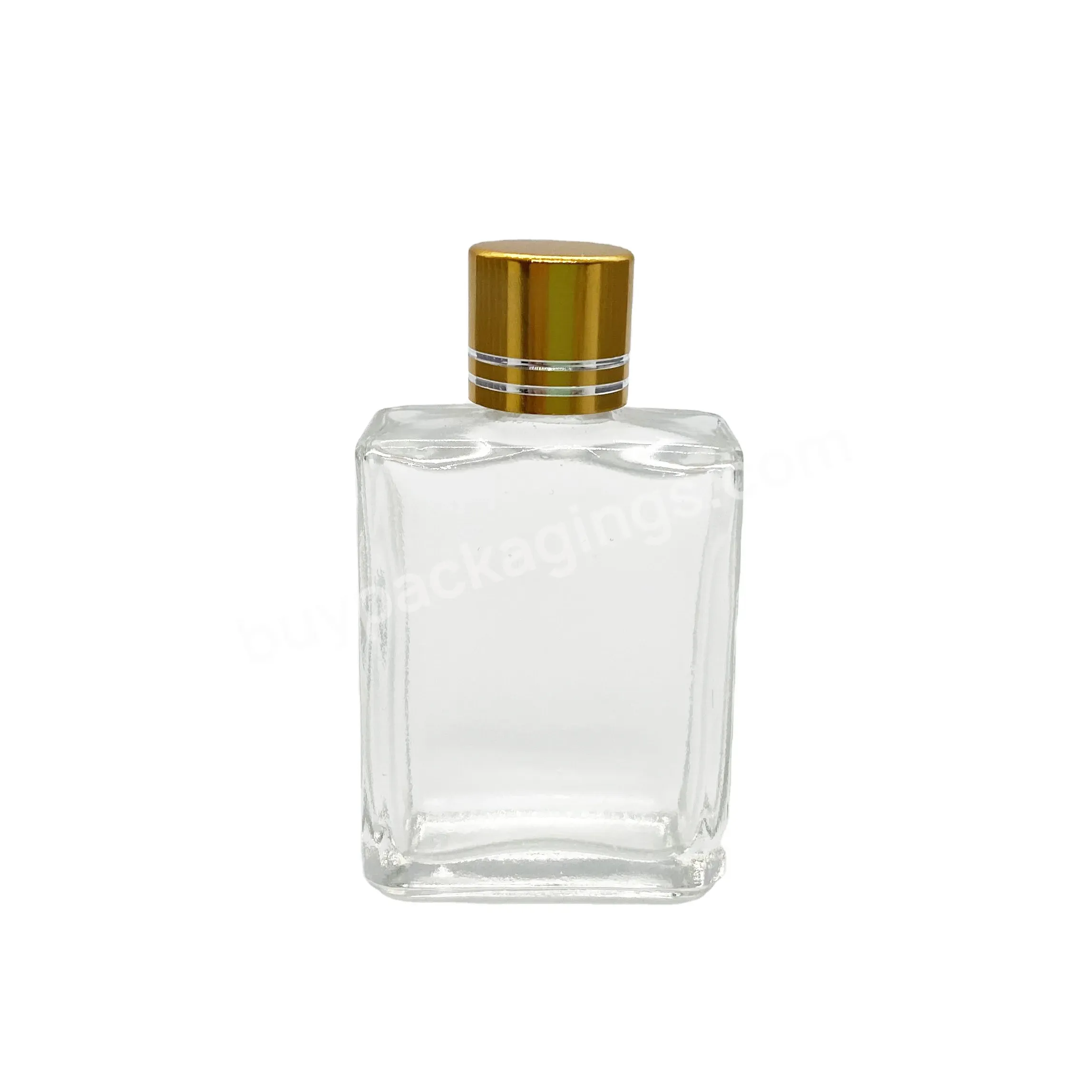 Wholesale 30ml Rectangle Glass Serum Essential Oil Perfume Toner Bottle With Gold Aluminum Screw Cap