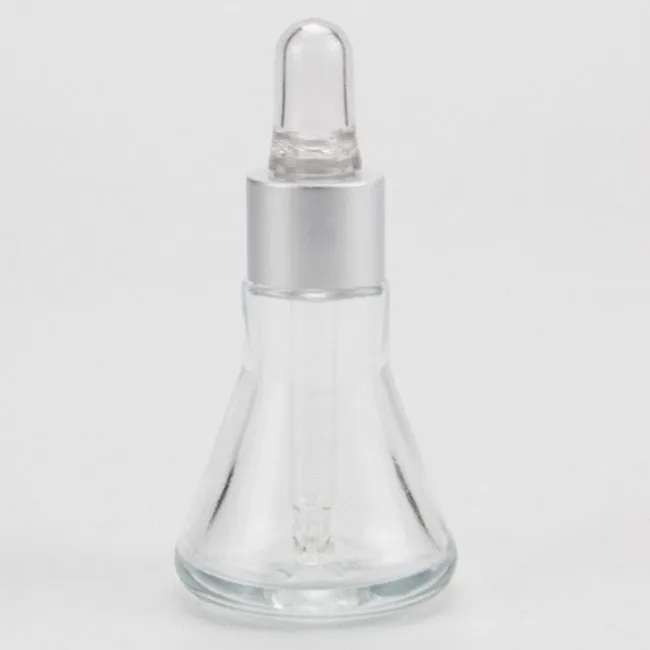 Wholesale  30ml Transparent Cosmetic Bottle Various Cover Glass Material Conical Bottle Essential Oil Bottle With Dropper