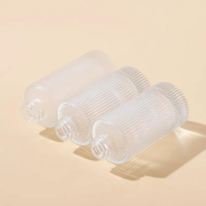 Wholesale  30ml Transparent Frosted Cosmetic Bottle  Glass Material Cylinder Bottle Foundation Liquid Bottle