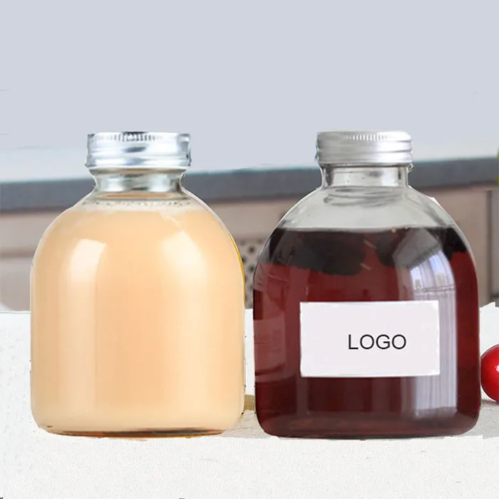 wholesale 350ml 500ml drinking bottle Beverage juice bottle glass bottle with aluminum cap