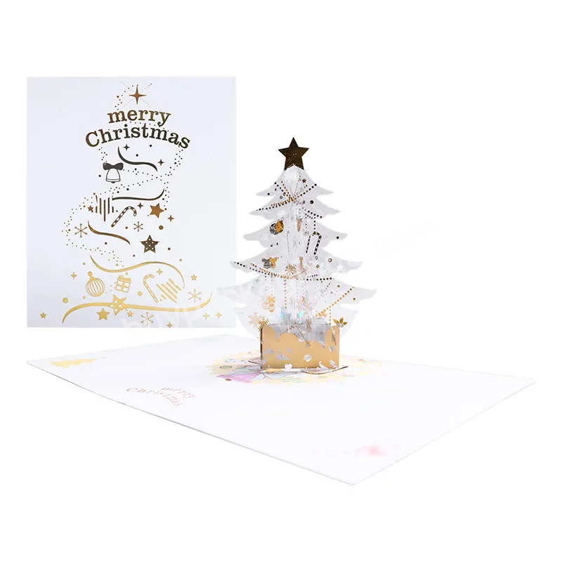 Wholesale 3d Handmade Crystal Christmas Tree Shape Greeting Card For Decor