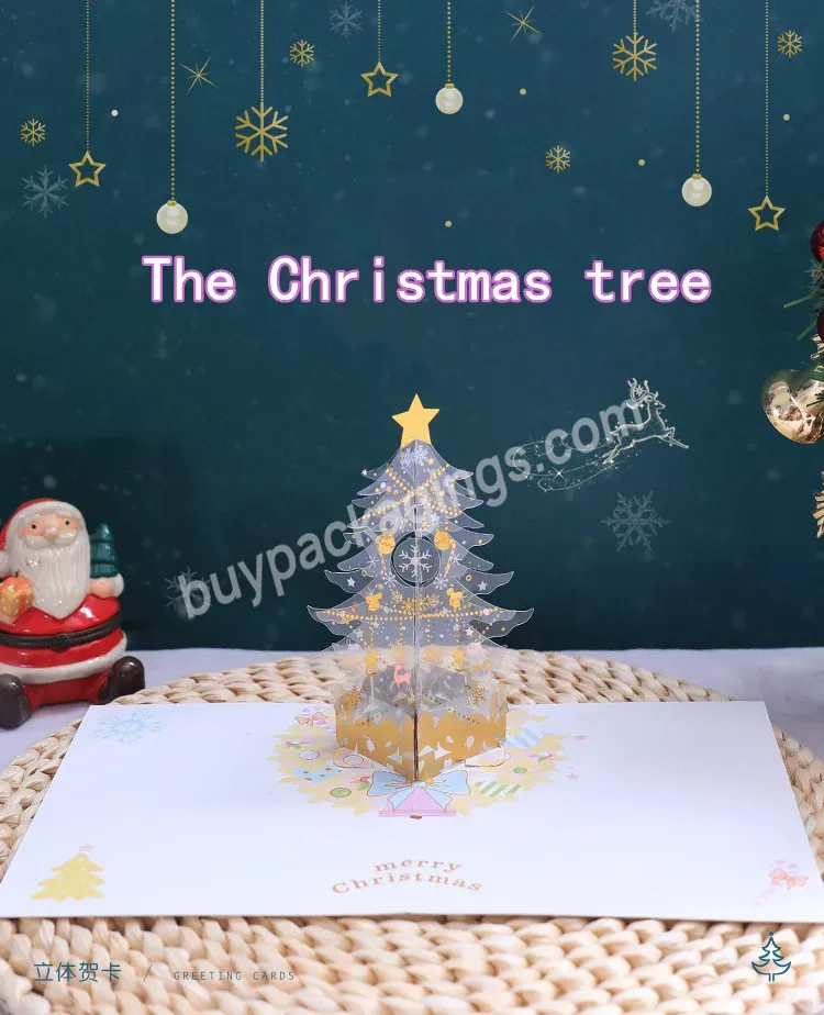 Wholesale 3d Handmade Crystal Christmas Tree Shape Greeting Card For Decor