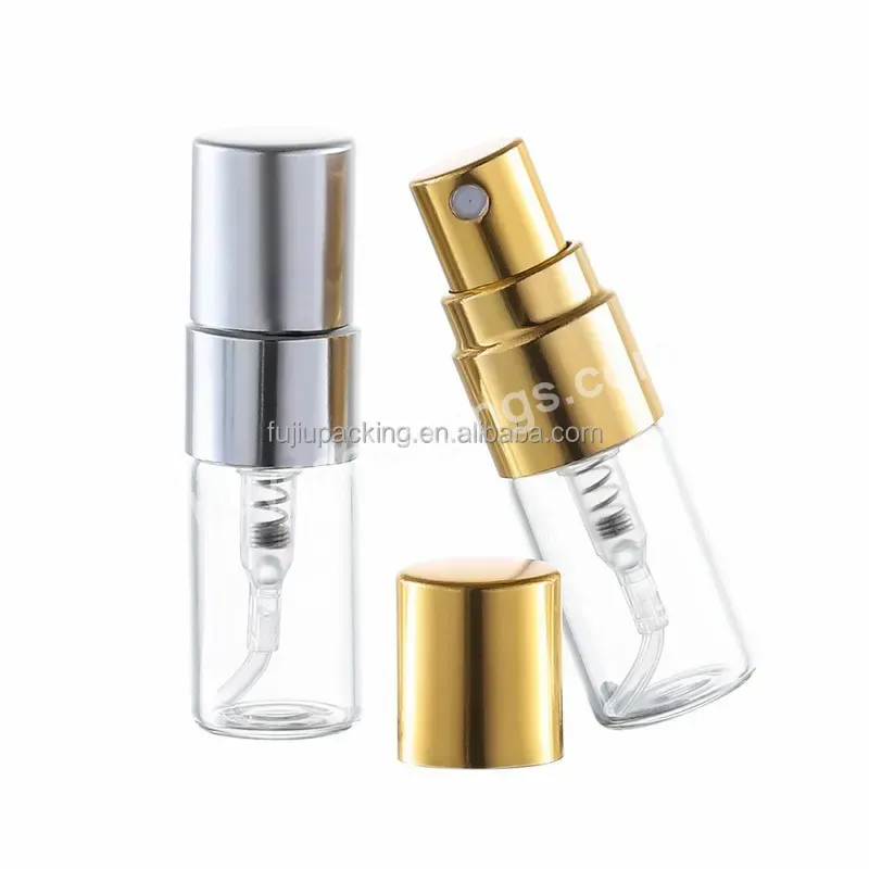 Wholesale 3ml Clear Glass Spray Bottle Perfume Sample Bottle With Gold Silver Black Sprayer Cap