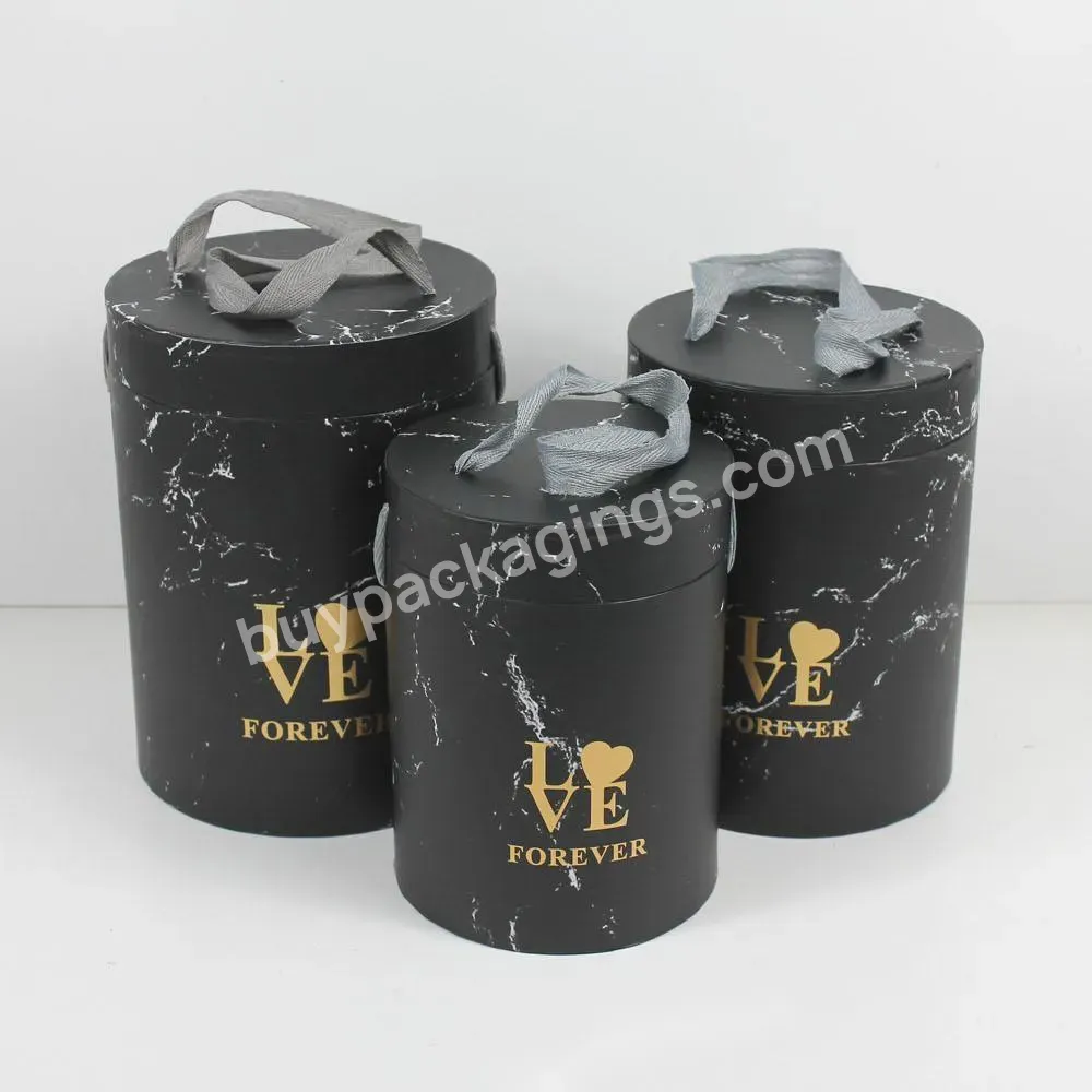 Wholesale 3pcs/set Paper Tube Box Flower Gift Box With Gold Bowknot