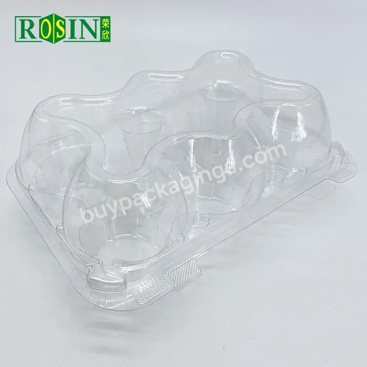 Wholesale 4 6 12 24 Hole Plastic Pet Transparent Muffin Cup Cake Box With Hinge Clamshell Clear Plastic Lid