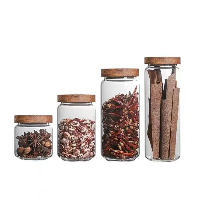 Wholesale 4oz 6oz 9oz 16oz Fashion Glass Kitchen Canning Food Storage Airtight Bottles & Jars For Spice Coffee