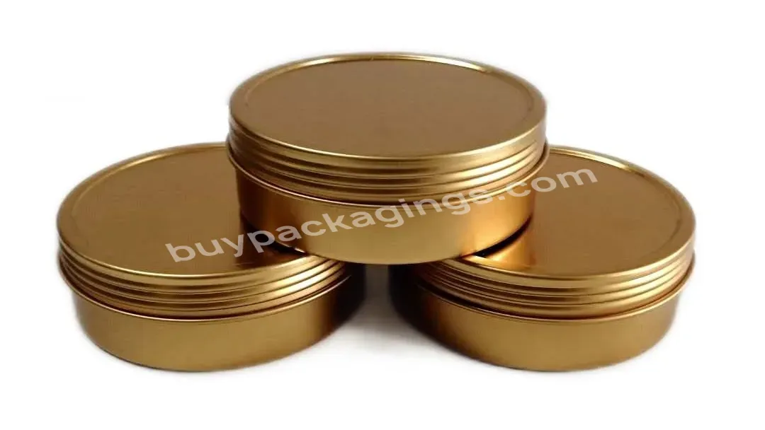 Wholesale 4oz Flat Shallow Candle Tin With Screw Lid Or Threaded Twist Off Lid In Copper Bronze Gold Pomade Salve Container