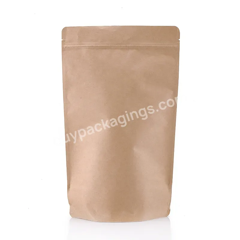 Wholesale 500gr 16oz 1/2lb Brown Craft Paper Stand Up Pouch With Zipper And Valve For Packaging Coffee Bean