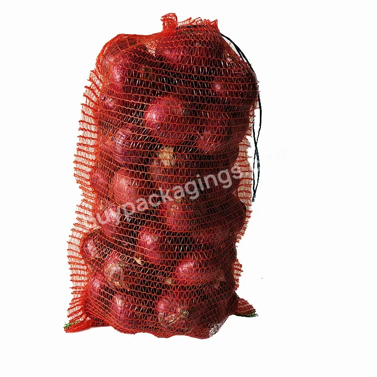 Wholesale 50*80cm 25kg 30kg Net Sacks Pe Raschel Mesh Bag For Potato Onion Packaging Bag