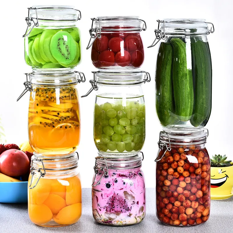 Wholesale 50ml 100ml 180ml 280ml 380ml 500ml 750ml Glass Food Honey Jam Storage Jar With Metal Lid