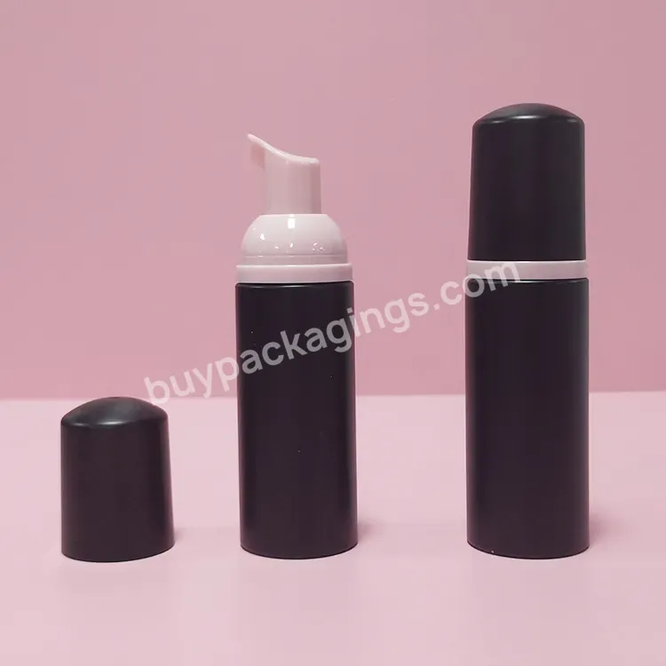 Wholesale 50ml 60ml Matte Black Pet Plastic Facial Cleanser Mousse Foam Pump Bottles With Black Lid Cosmetic Container