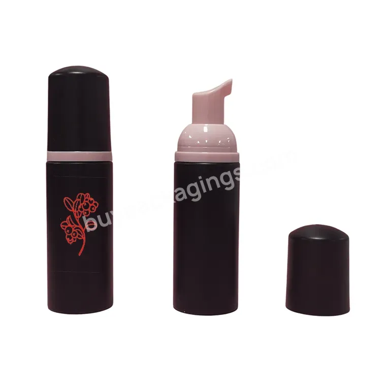 Wholesale 50ml 60ml Matte Black Pet Plastic Facial Cleanser Mousse Foam Pump Bottles With Black Lid Cosmetic Container