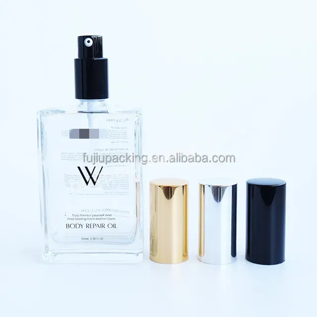 Wholesale 50ml Flat Rectangle Shape Frosted Spray Cap Empty Refill Travel Perfume Clear Glass Bottles With Packing