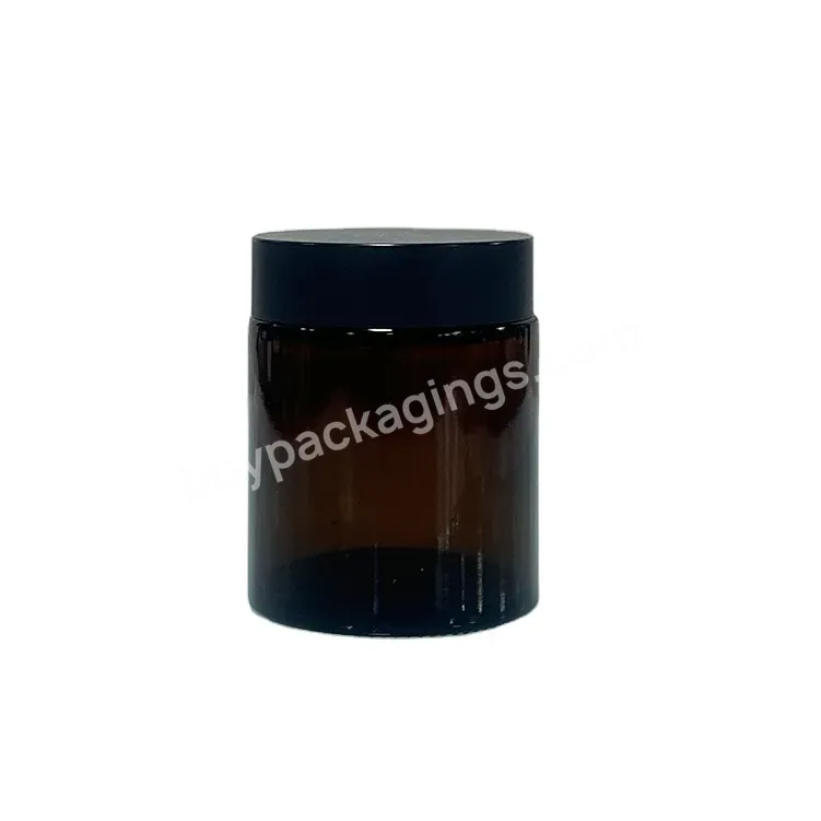 Wholesale 5g 10g 20g 30g 50g 100g Amber Glass Botttles Empty Glass Cosmetic Cream Bottles Jars For With Black Lids