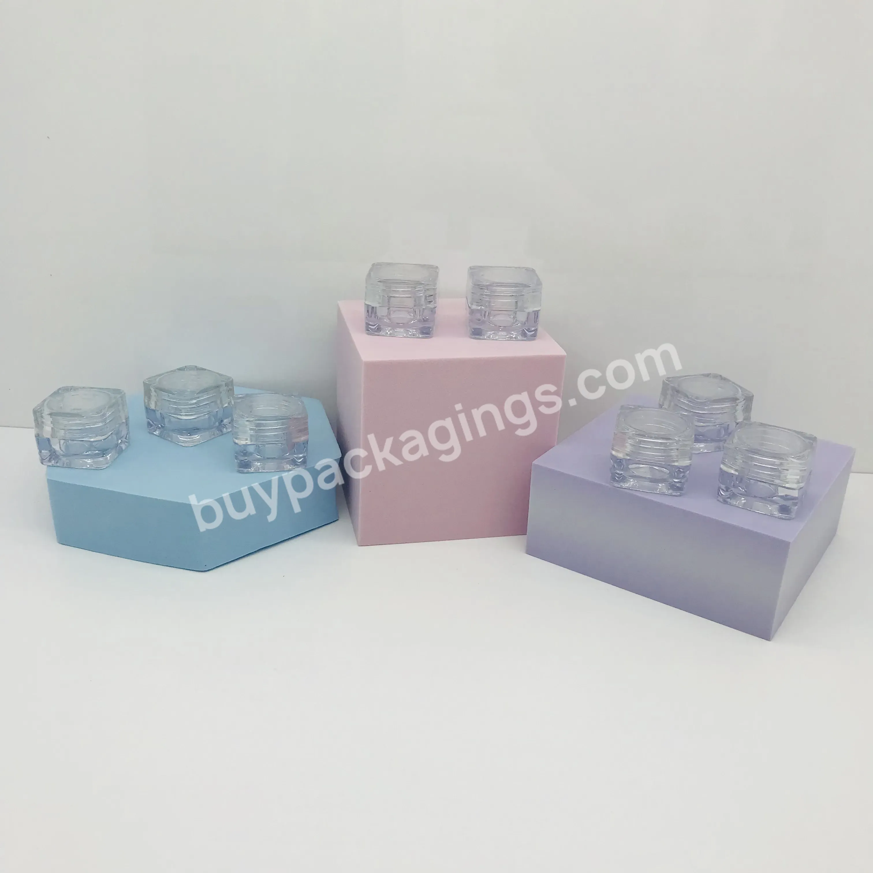 Wholesale 5g Square Empty Arylic Jar Honey Lip Balm Jar Nail Art Powder Container