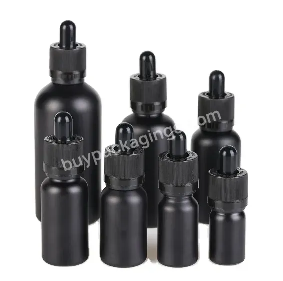 Wholesale 5ml 10ml 15ml 20ml 30ml 50ml 100ml Black Frosted Essential Oil Glass Dropper Bottle