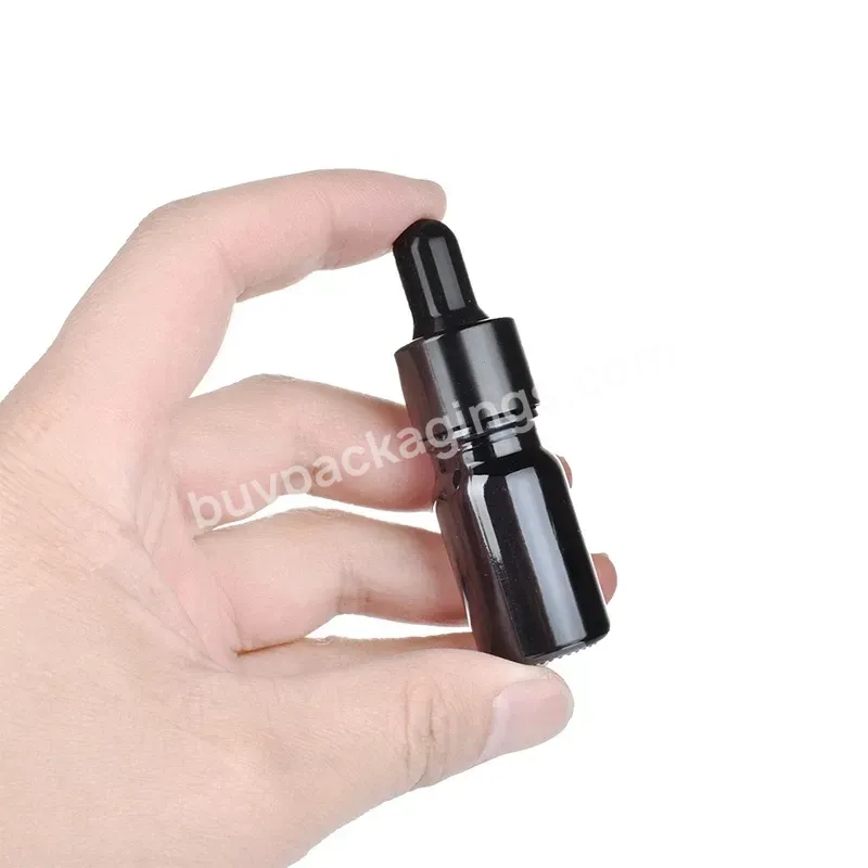 Wholesale 5ml 10ml 15ml 20ml 30ml 50ml 100ml Black Orginal Black Glass Essential Oil Dropper Bottle With Black Aluminum Dropper