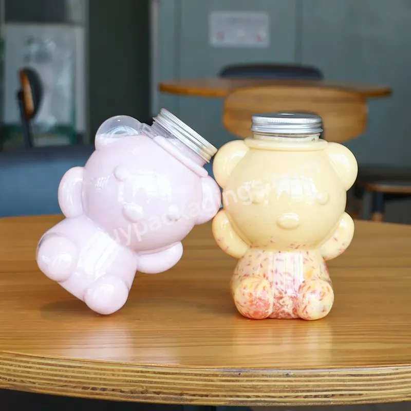 Wholesale 700ml Pet Bear Cute Plastic Jar With Aluminum Lid