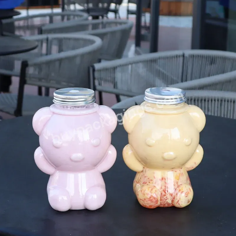 Wholesale 700ml Pet Bear Cute Plastic Jar With Aluminum Lid