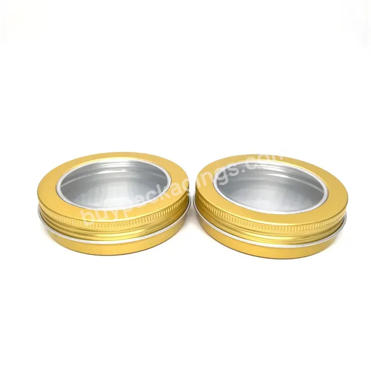 Wholesale 70g Round Gold Cosmetic Cream Candle Aluminum Jar Metal Tins Cans With Window Lids