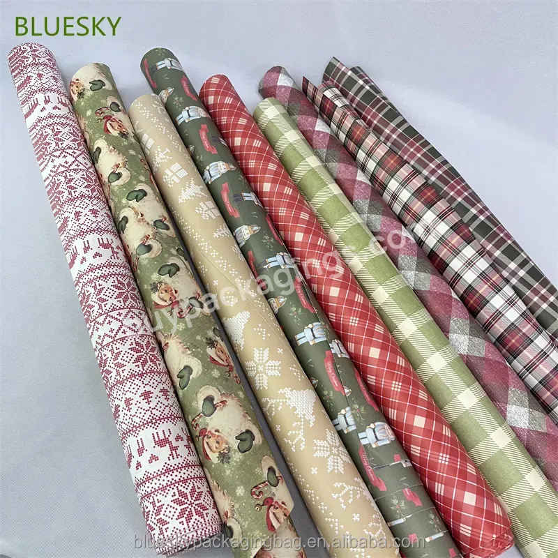 Wholesale 70gsm Christmas Wrapping Paper Roll Custom Logo Full Printed Package Tissue Paper Gift Packing