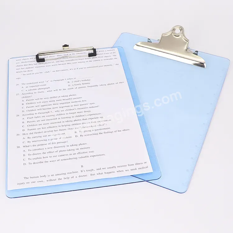 Wholesale A6 A5 A4 Size Plastic Exam Writing Pad Clip Transparent Paper Clipboard School Office Supply Custom Clipboard Folder - Buy Custom Clipboard Folder,Plastic Exam Writing Pad Clip,Paper Clipboard.