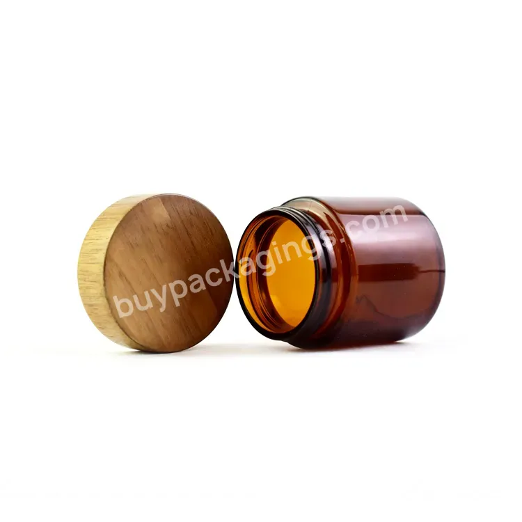 Wholesale Airtight Empty Wide Mouth Amber Food Graded Cosmetic Round Glass Storage Jar With Bamboo Lid - Buy Wholesale Airtight Empty Wide Mouth Amber Food Graded Cosmetic Round Glass Storage Jar With Bamboo Lid,Wholesale Airtight Empty Wide Mouth Am