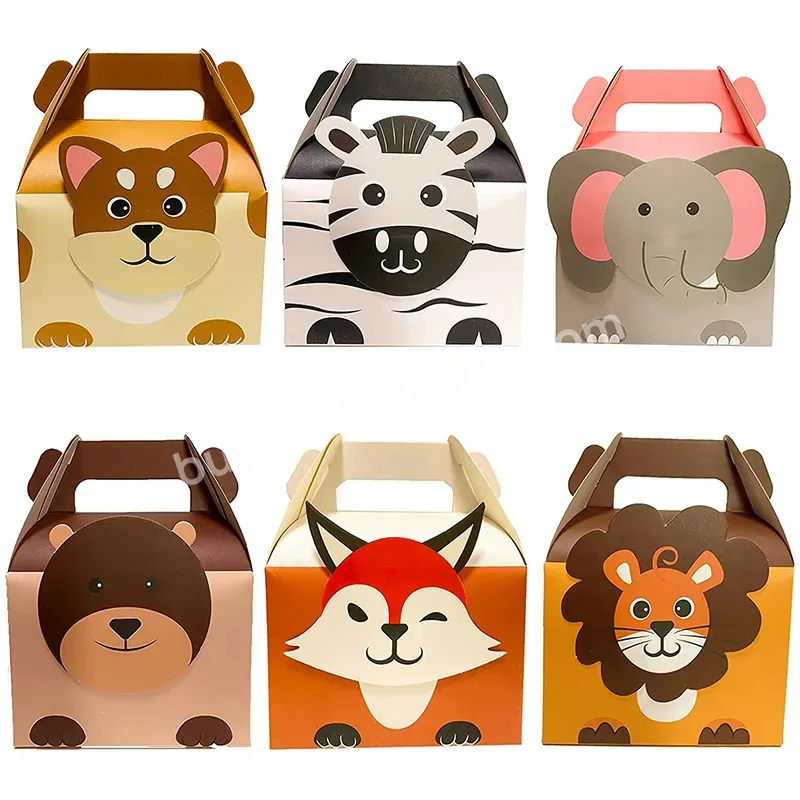 Wholesale Animals Folding Candy Biscuit Paper Packaging Box For Party Animal Boxes With Handle Delivery