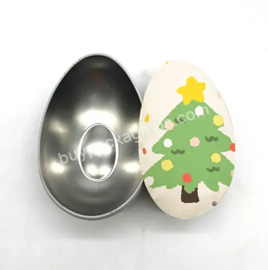 Wholesale Assorted Chocolate Candy Packing Metal Easter Egg Shaped Tin Box Custom Christmas Gift Egg Tin Can