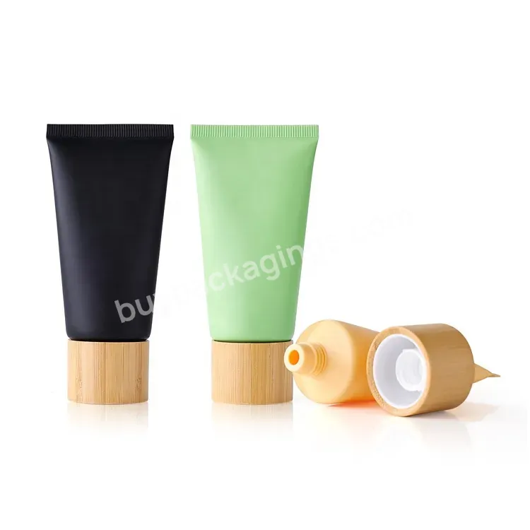 Wholesale Bamboo Screw Lid Face Wash Hair Conditioner Plastic Lotion Tubes Screen Printing Empty Soft Tubes Squeeze Bottle