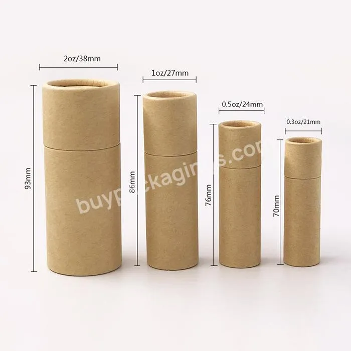 Wholesale biodegradable 0.3 oz stock push up tube wax lining kraft tube for deodorants lip balm container packaging