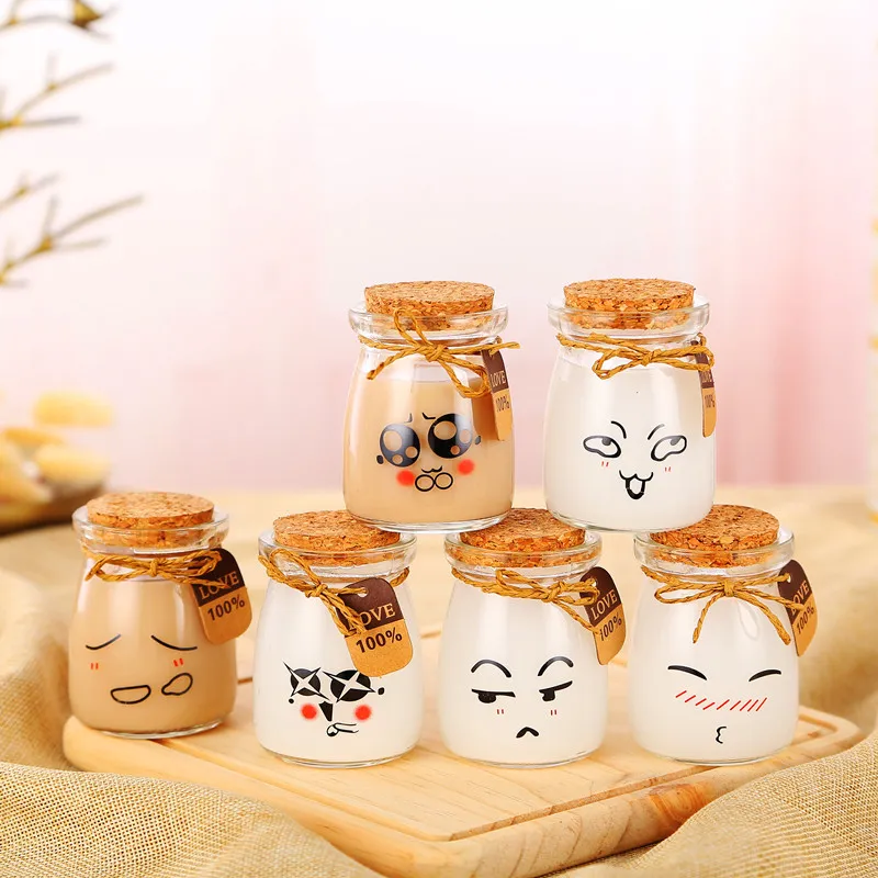 Wholesale bird's nest fish glue bottle glass sealed jar honey jam mini pudding bottle milk pudding cup jelly bottle