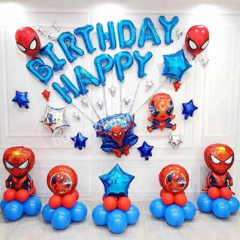 Wholesale birthday party digital aluminum foil boy decoration balloons children's spiderman suit balloons