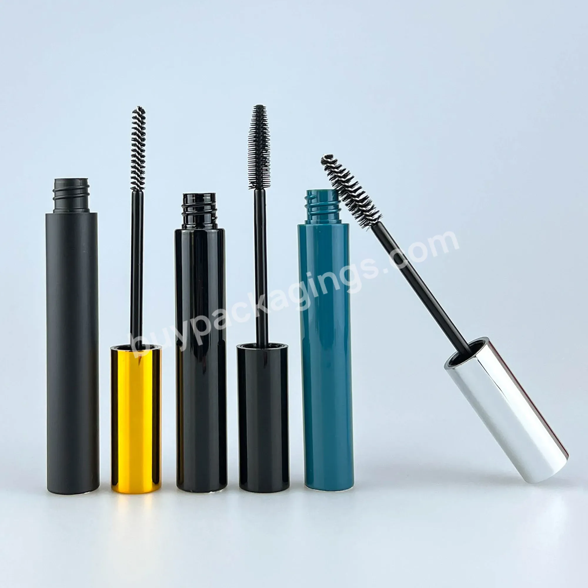 Wholesale Black Color Empty 10ml Round Mascara Bottle Wholesale Plastic Makeup Mascara Tube Container With Gold Lids