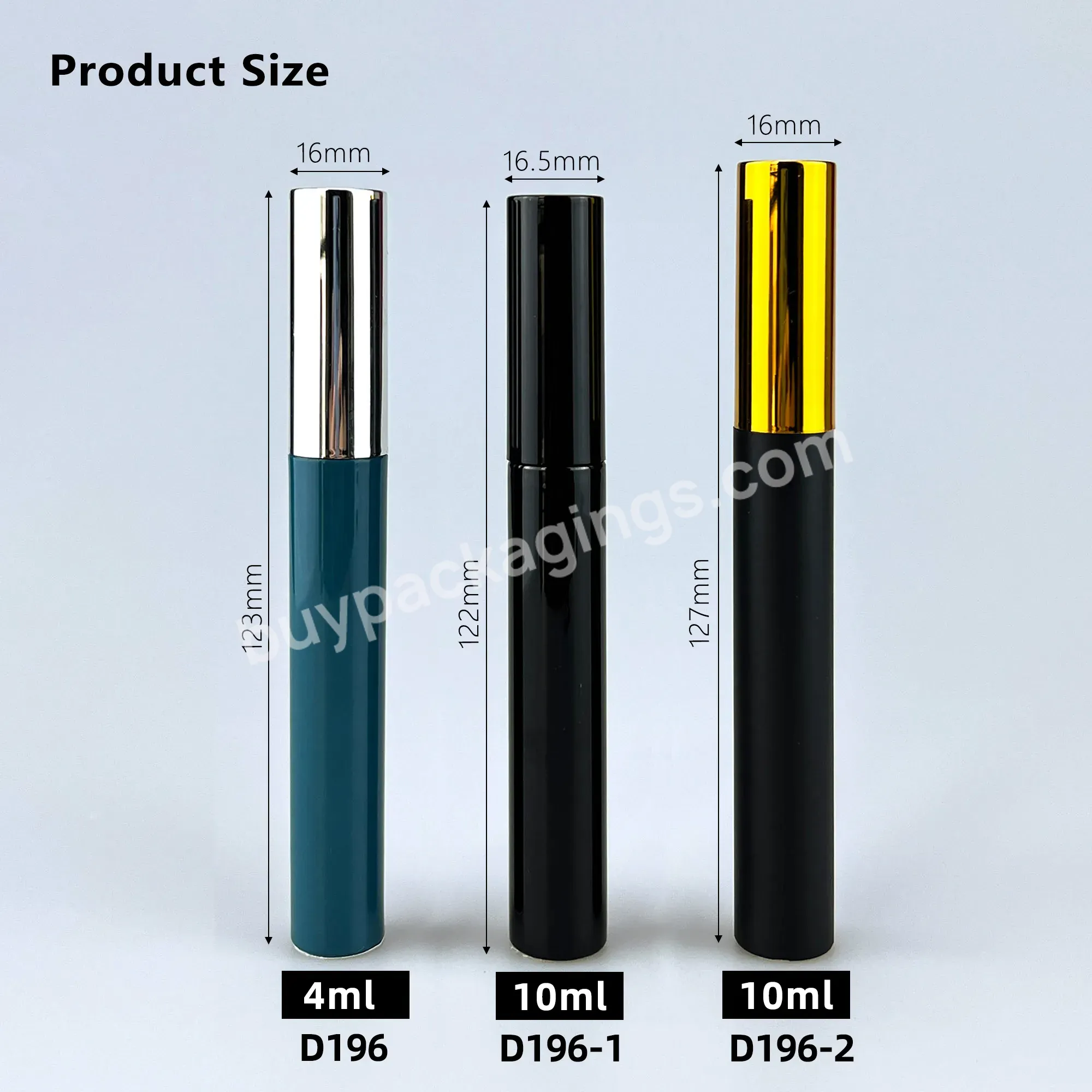 Wholesale Black Color Empty 10ml Round Mascara Bottle Wholesale Plastic Makeup Mascara Tube Container With Gold Lids