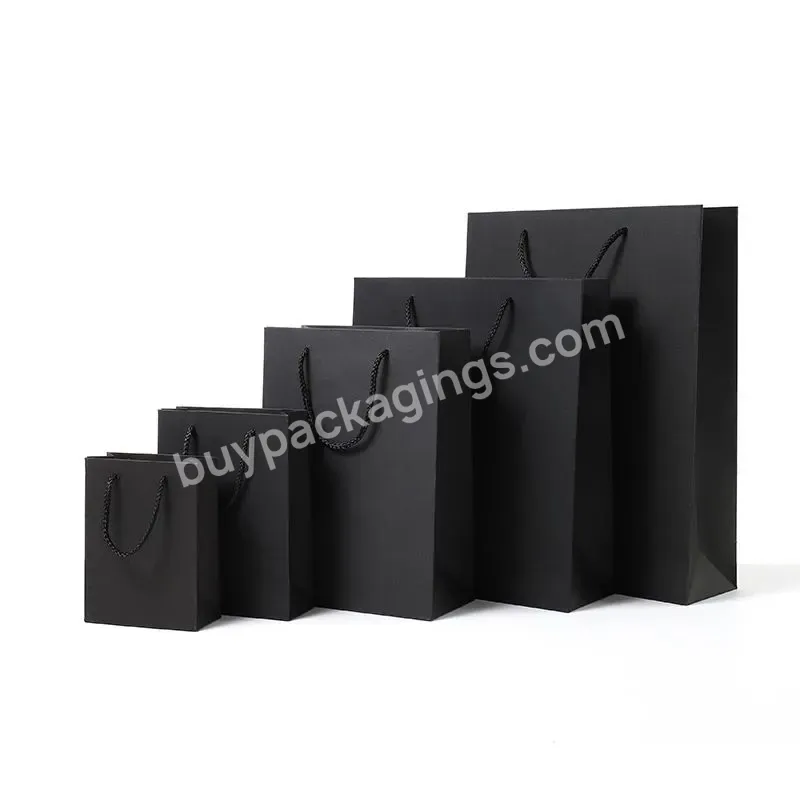 Wholesale Black High Quality Simple Paper Gift Bag Kraft Paper Candy Box With Handle Wedding Birthday Party Gift Package