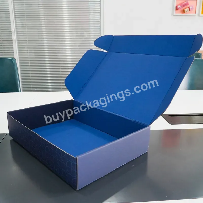 Wholesale Blue Custom Logo Printed Kraft Paper Cardboard Packaging Corrugated Shipping Boxes