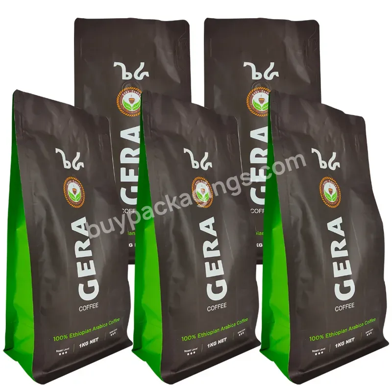 Wholesale Bolsas Para Cafe Aluminum Foil Coffee Tea Bag Custom Printed Flat Bottom Coffee Bag Packaging With Valve And Tin Tie