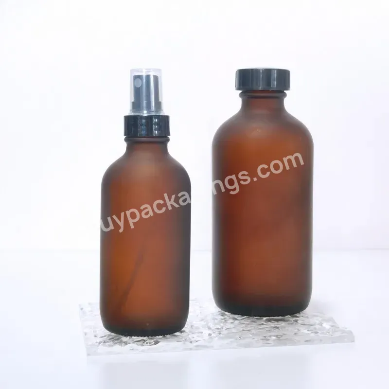 Wholesale Boston Round Spray Pump Bottle Custom Printing Amber Glass Shampoo Bottles