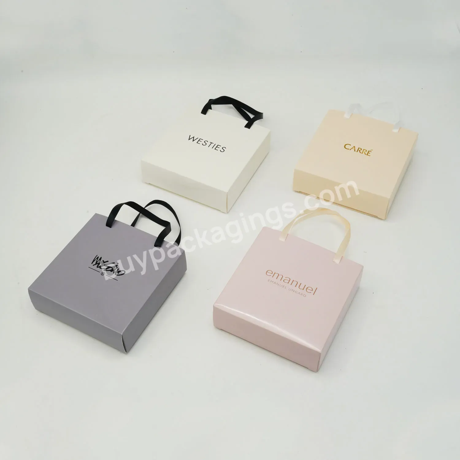 Wholesale Bracelet Ring Necklace Jewelry Set Handle Box Custom Logo Paper Drawer Jewelry Packaging Box