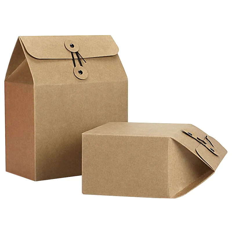 Wholesale brown kraft paper box pouch coffee food packaging grain rice tea nuts gift boxes with rope close