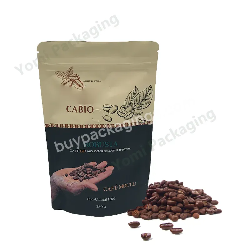 Wholesale Bulk Biodegradable Flat Bottom Brown Kraft Paper Coffee Bags With Windows