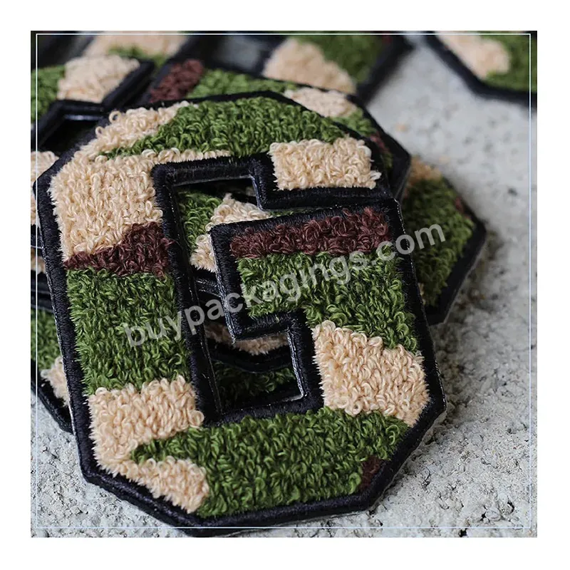 Wholesale Camo Embroidery Logo Iron On Chenille Patches Custom