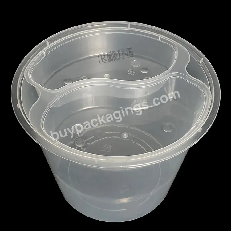 Wholesale Cheap Compartment Disposable Pp 2 Level Round Plastic Takeaway Bowl With Covers