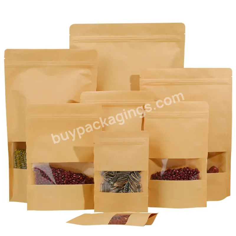 Wholesale Cheap Composite Paper Plastic Bags With Windows Self-supporting Self Sealing Bags Nut Snack Sealing Bags