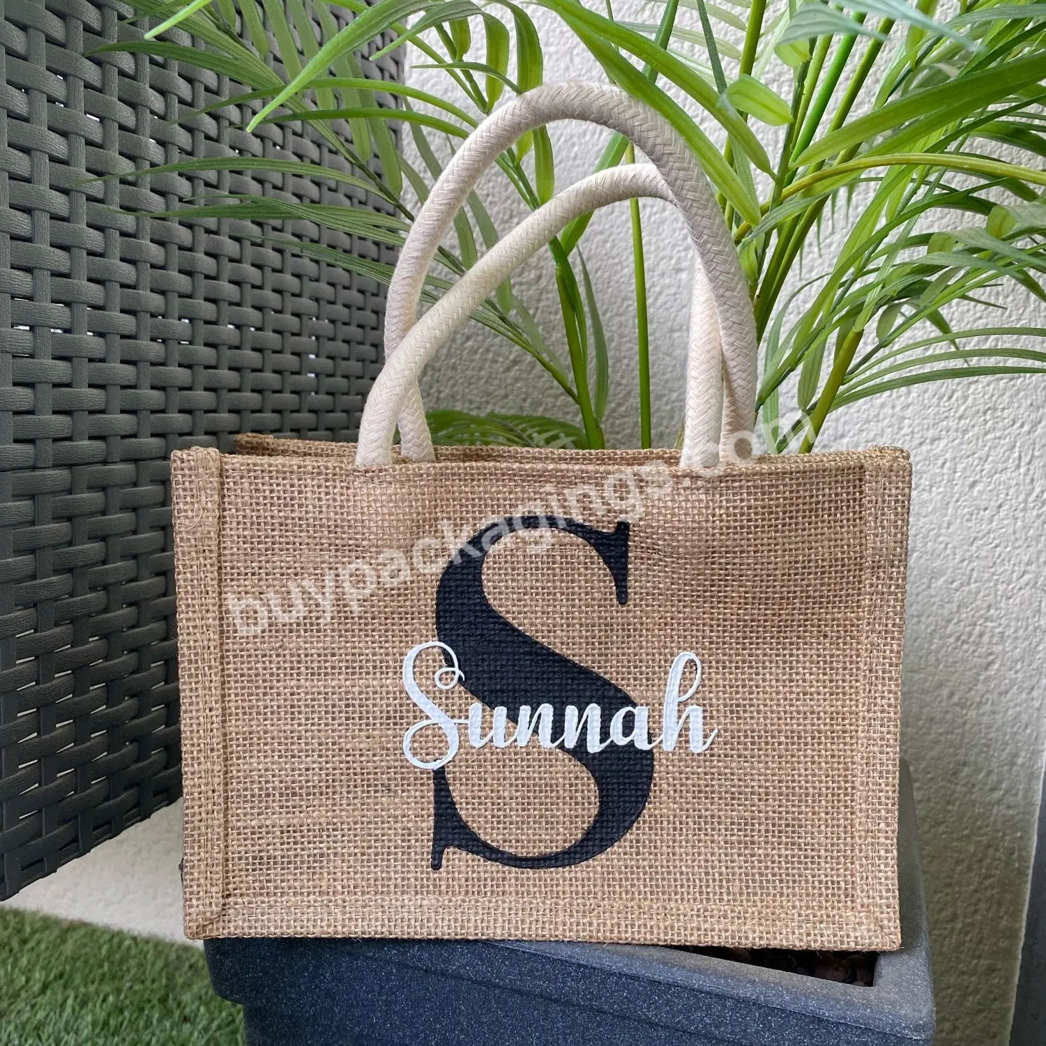 Wholesale Cheap Eco Recycle Natural Foldable Reusable Jute Burlap Packaging Custom Logo Printed Linen Shopping Tote Bag